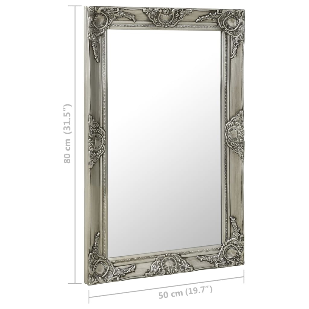 vidaXL Wall Mirror Baroque Style 50x80 cm Silver