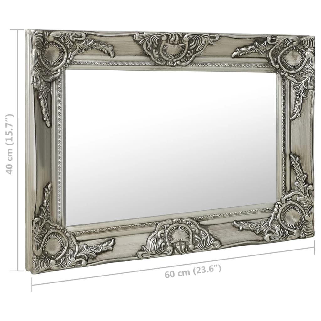 320330 vidaXL Wall Mirror Baroque Style 60x40 cm Silver