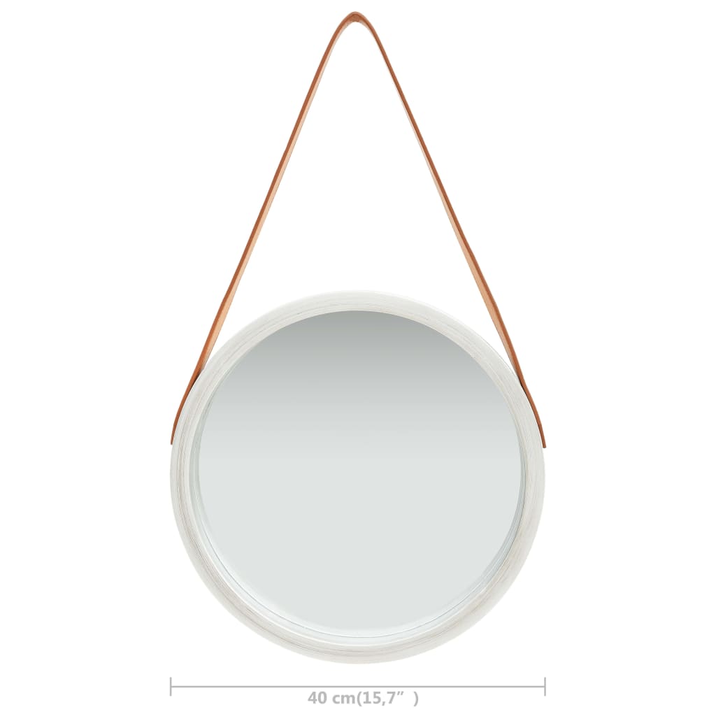vidaXL Wall Mirror with Strap 40 cm Silver