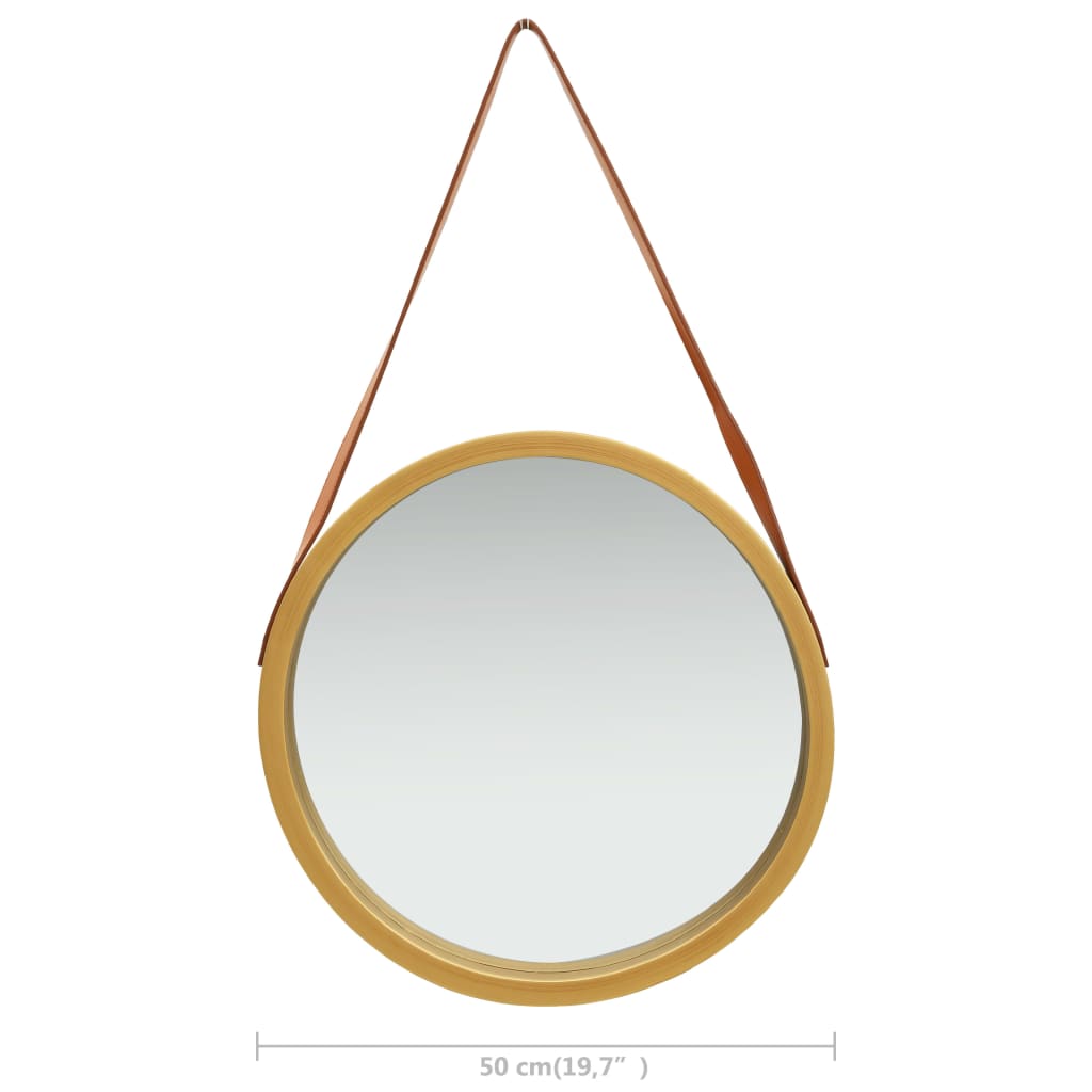 320365 vidaXL Wall Mirror with Strap 50 cm Gold