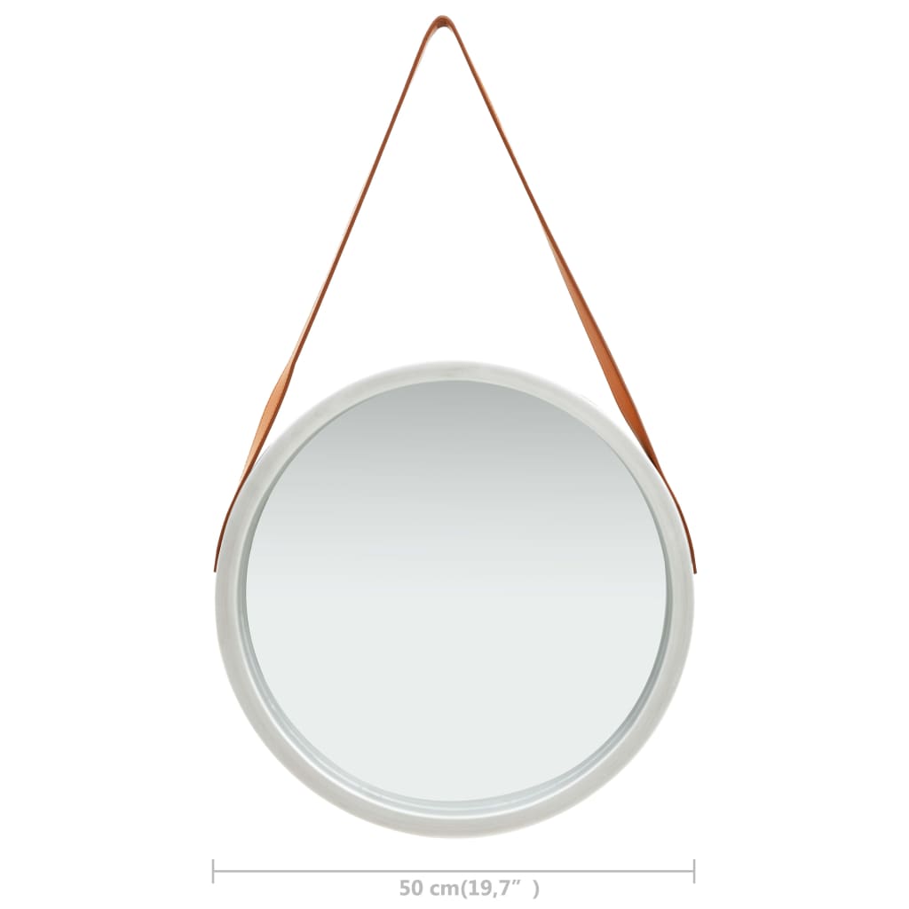 vidaXL Wall Mirror with Strap 50 cm Silver
