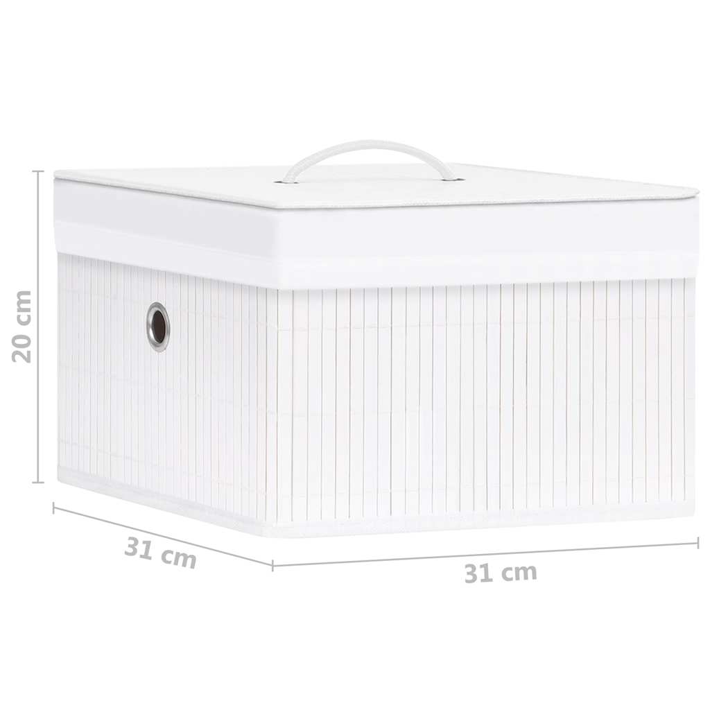 vidaXL Bamboo Storage Boxes 4 pcs White