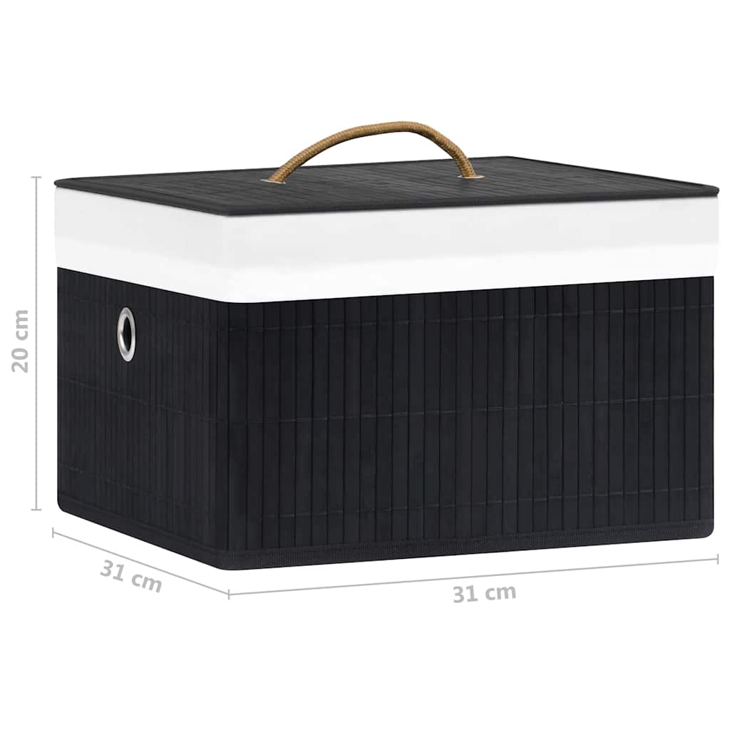 vidaXL Bamboo Storage Boxes 4 pcs Black