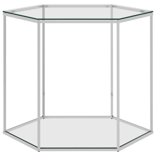vidaXL Coffee Table Silver 60x53x50 cm Stainless Steel and Glass