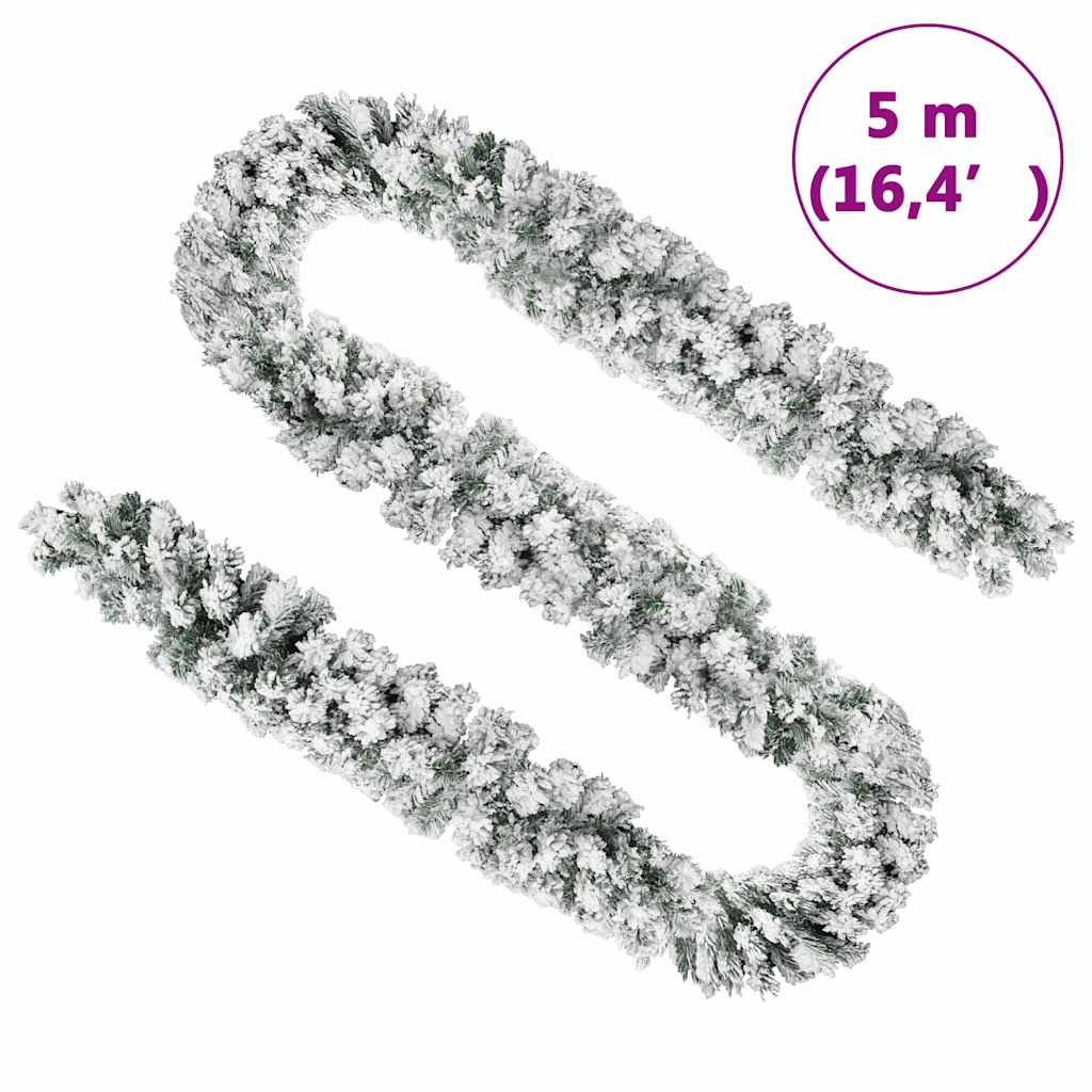 320967 vidaXL Christmas Garland with Flocked Snow Green 5 m PVC