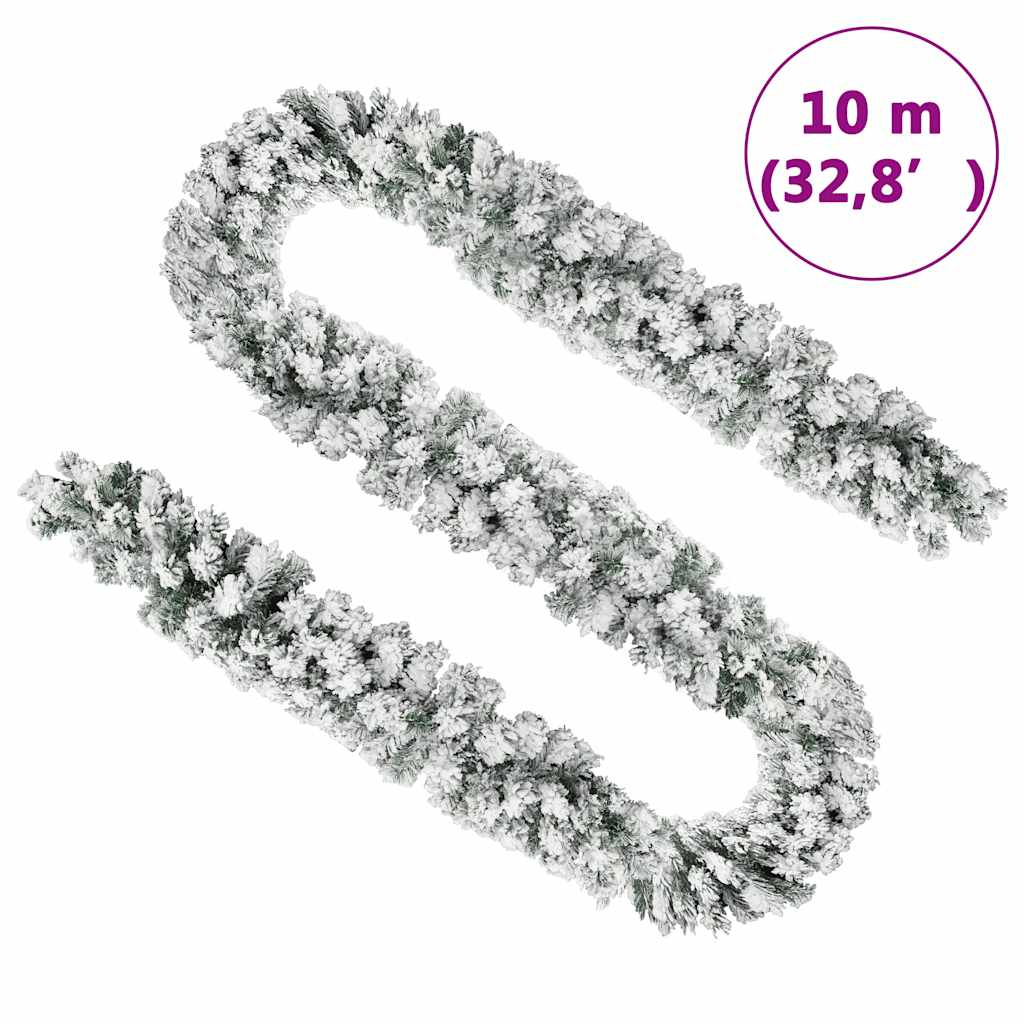 vidaXL Christmas Garland with Flocked Snow Green 10 m PVC