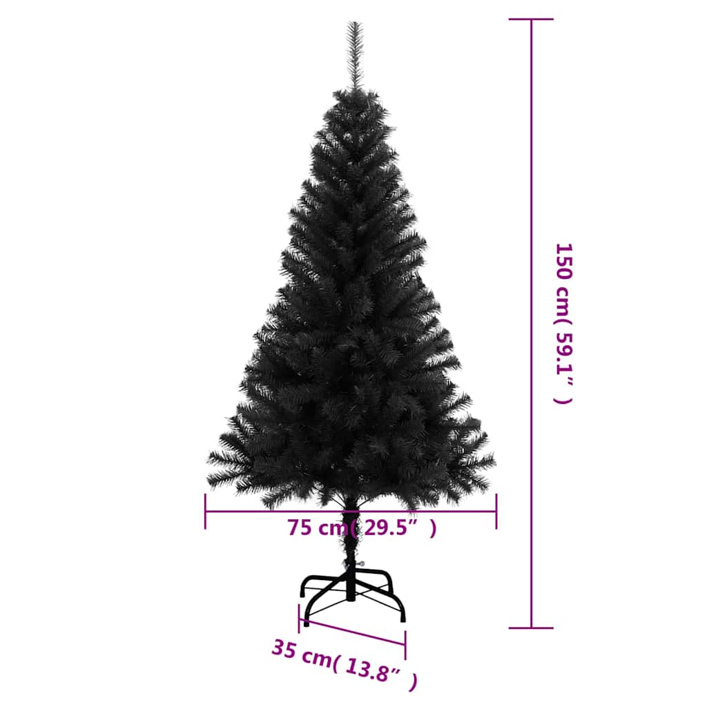 vidaXL Artificial Christmas Tree | Black | PVC | 150 cm