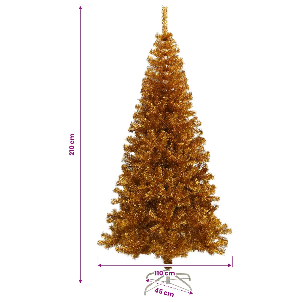 vidaXL Artificial Christmas Tree with Stand Gold 210 cm PET