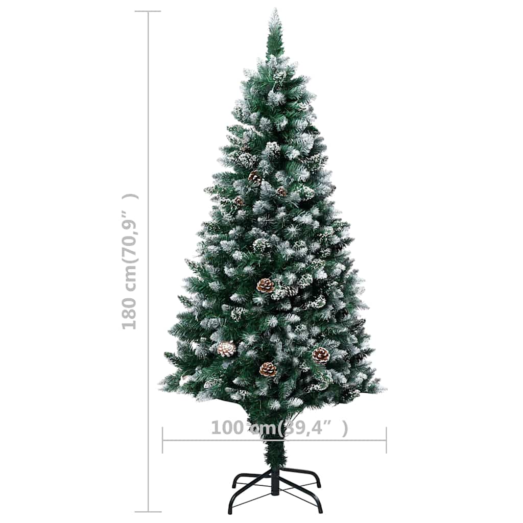 321016 vidaXL Artificial Christmas Tree with Pine Cones and White Snow 180 cm