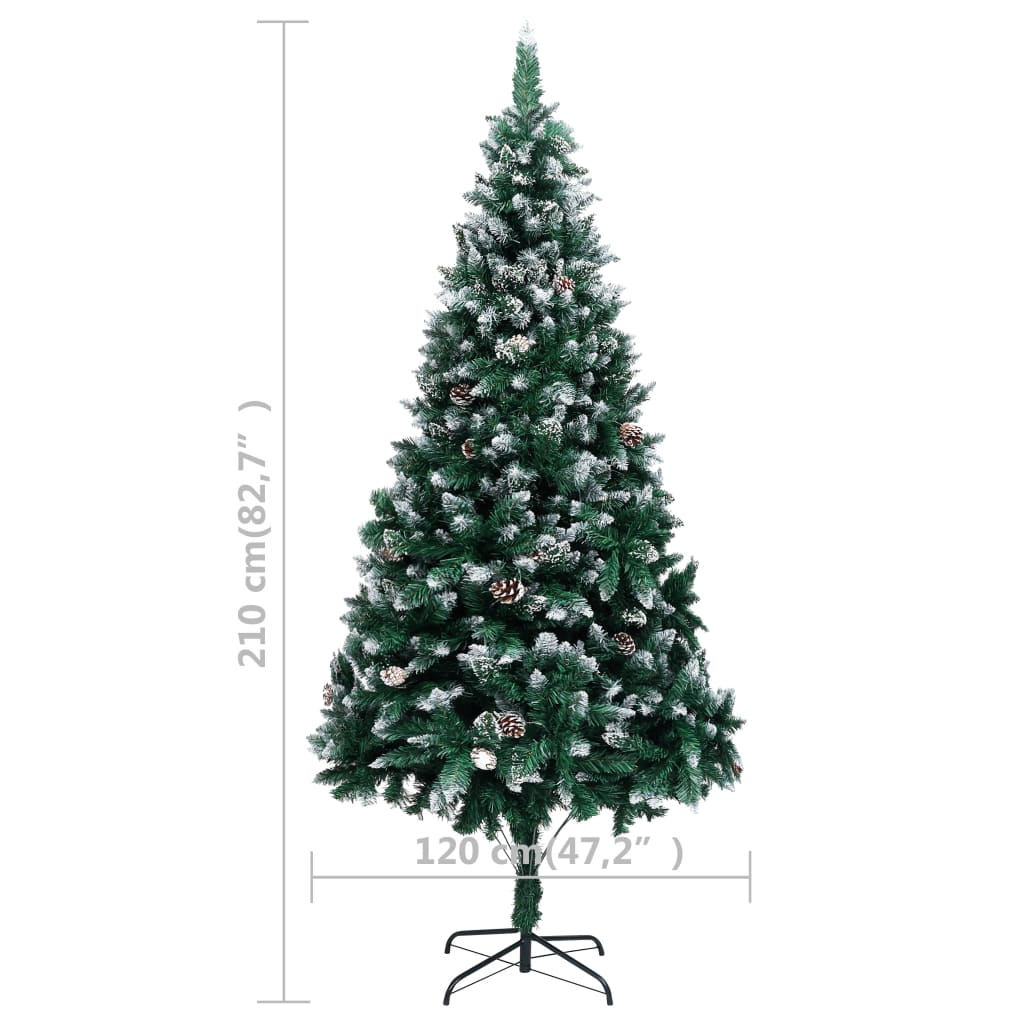 vidaXL Christmas Tree | Green and white | PVC, steel | 210 cm