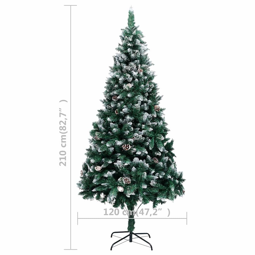 321017 vidaXL Artificial Christmas Tree with Pine Cones and White Snow 210 cm