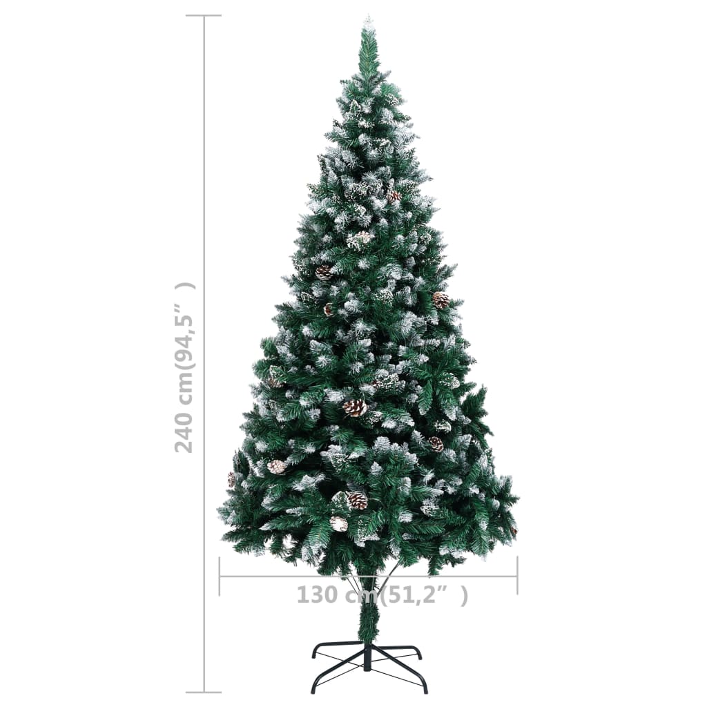 vidaXL Christmas Tree | Green and white | PVC, steel | Large | Decorative Inlays