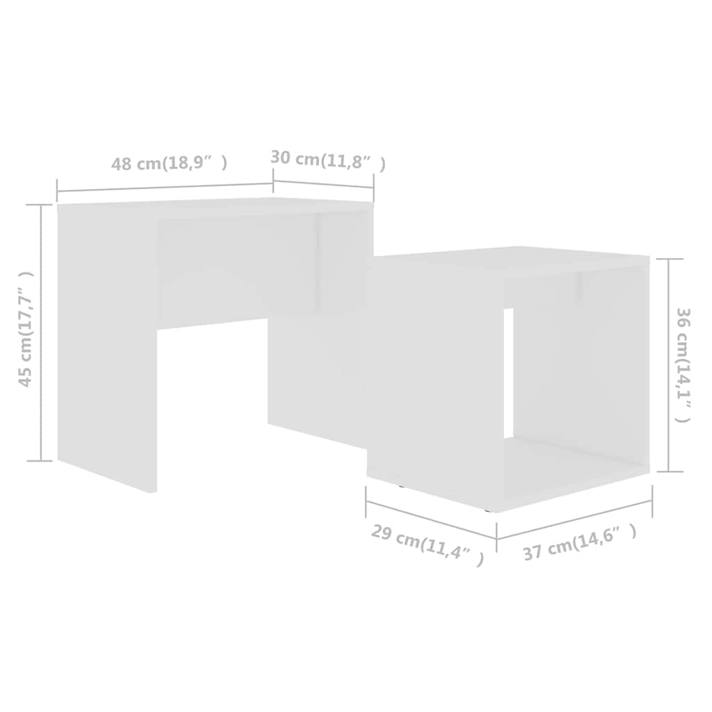 vidaXL Coffee Table Set White 48x30x45 cm Engineered Wood