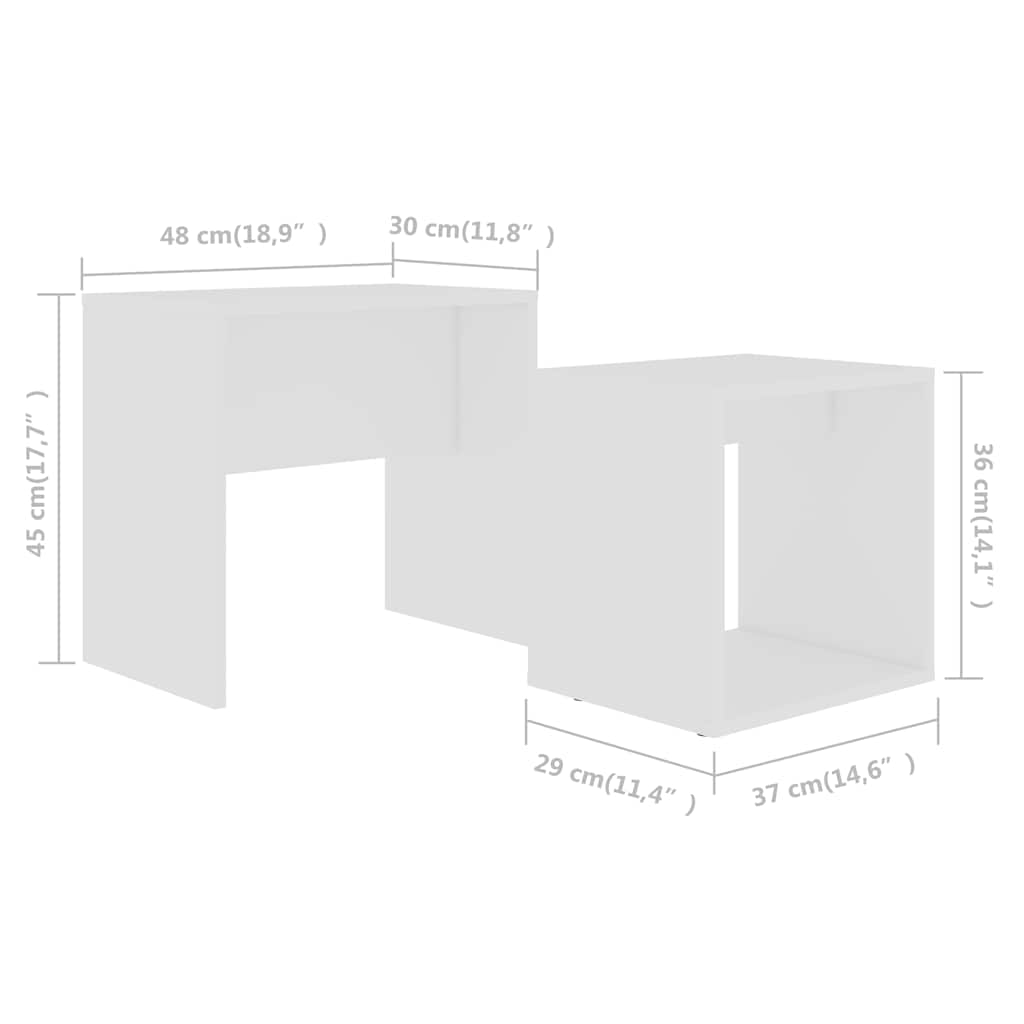 802885 vidaXL Coffee Table Set White 48x30x45 cm Engineered Wood