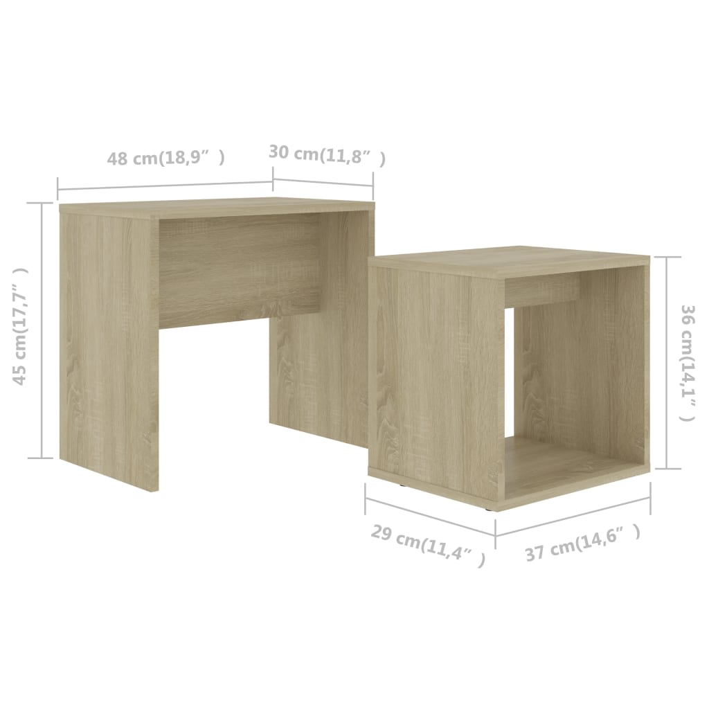 vidaXL Coffee Table Set Sonoma Oak 48x30x45 cm Engineered Wood
