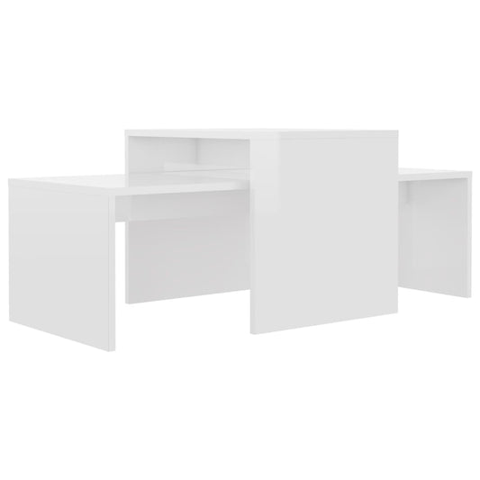 vidaXL Table | Glossy White | Engineered Wood | 100 x 48 x 40 cm | Expandable