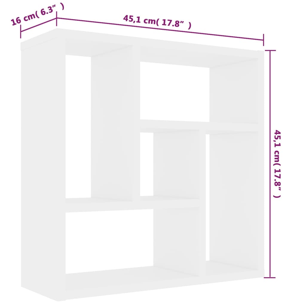 vidaXL Wall Shelf White 45x16x45 cm Engineered Wood