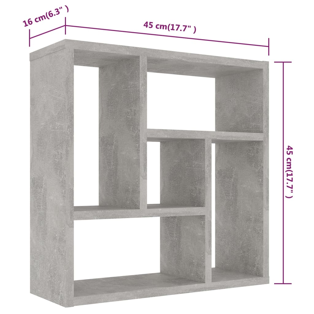 vidaXL Wall Shelf Concrete Grey 45.1x16x45.1 cm Engineered Wood