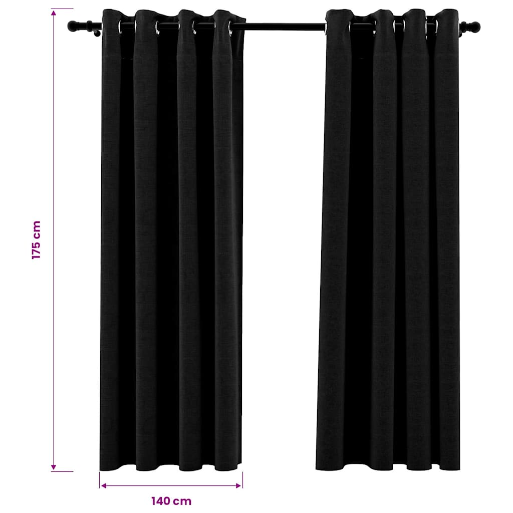 321160 vidaXL Linen-Look Blackout Curtains 2 pcs Anthracite 140x175cm