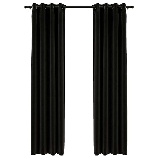 321161 vidaXL Linen-Look Blackout Curtains 2 pcs Anthracite 140x225cm