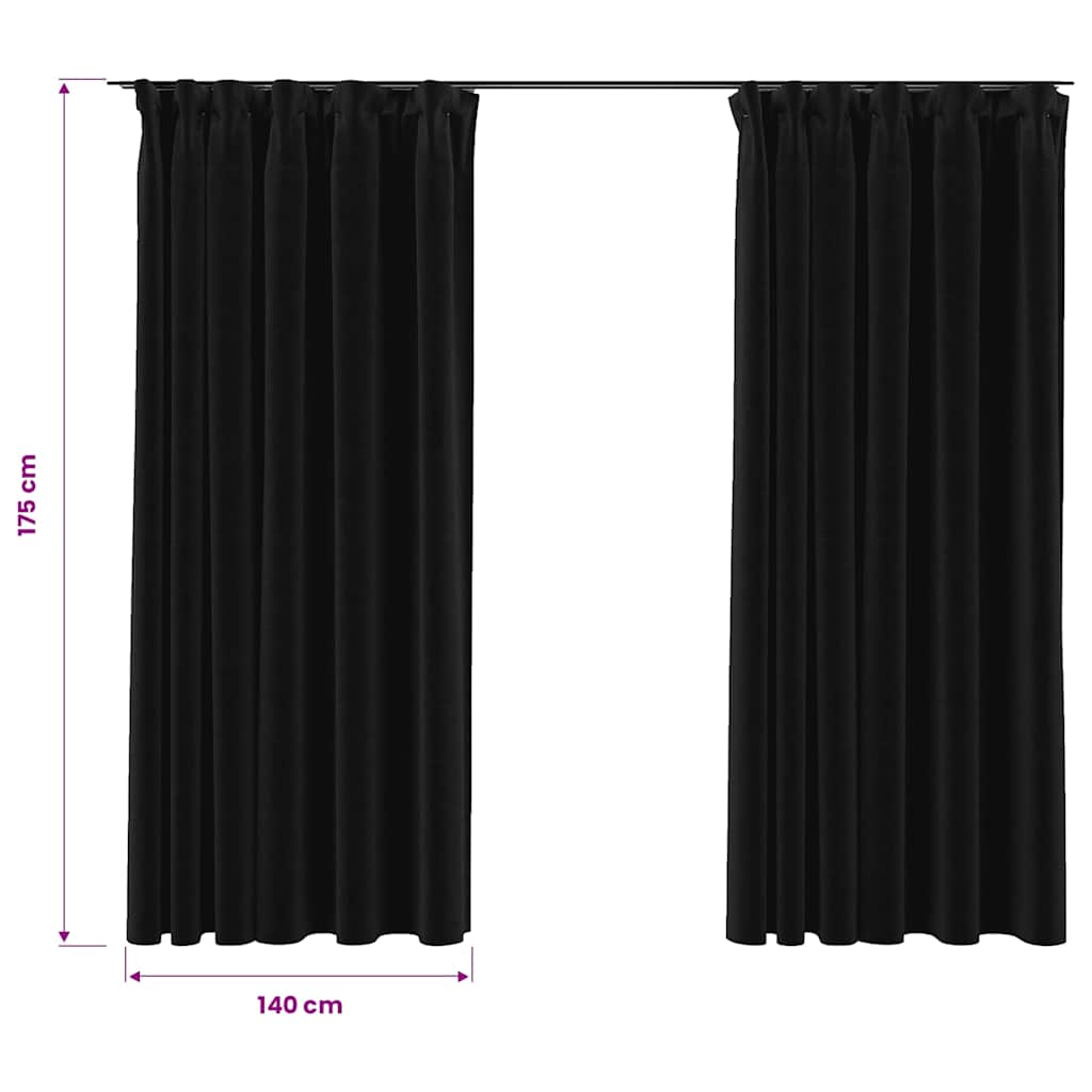 vidaXL Linen-Look Blackout Curtains with Hooks 2 pcs 140x175 cm