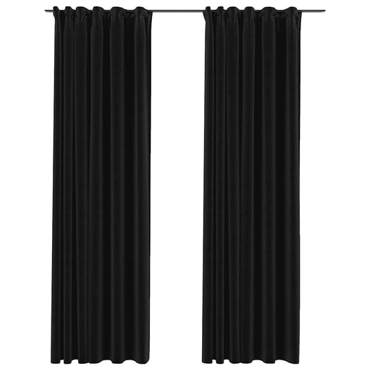 vidaXL Linen-Look Blackout Curtains with Hooks 2 pcs 140x225 cm