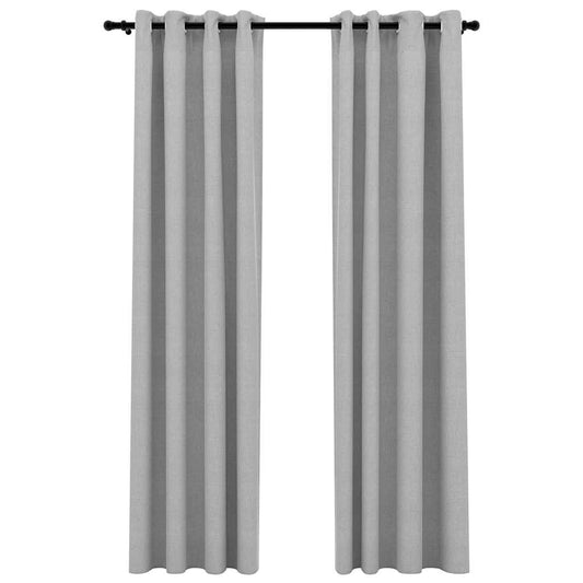 321170 vidaXL Linen-Look Blackout Curtains with Grommets 2pcs Grey 140x245cm