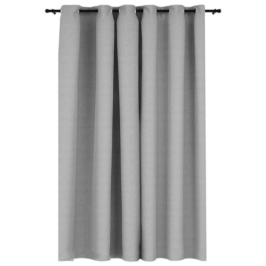 321171 vidaXL Linen-Look Blackout Curtain with Grommets Grey 290x245cm