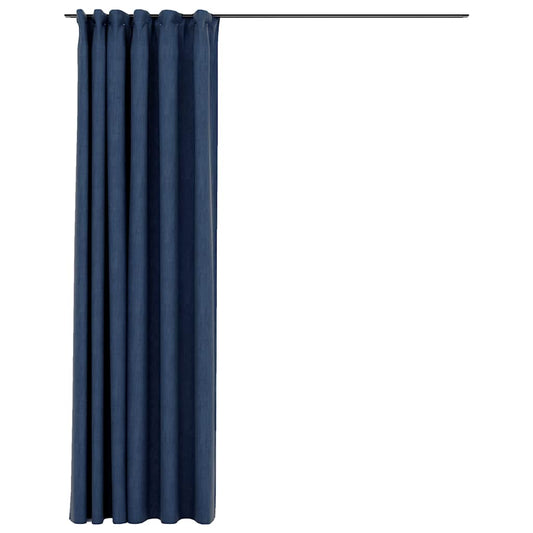 321183 vidaXL Linen-Look Blackout Curtain with Hooks Blue 290x245 cm