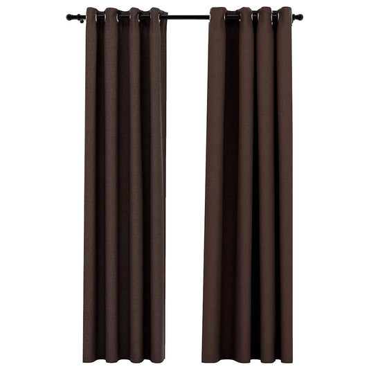 321202 vidaXL Linen-Look Blackout Curtains with Grommets 2pcs Taupe 140x245cm