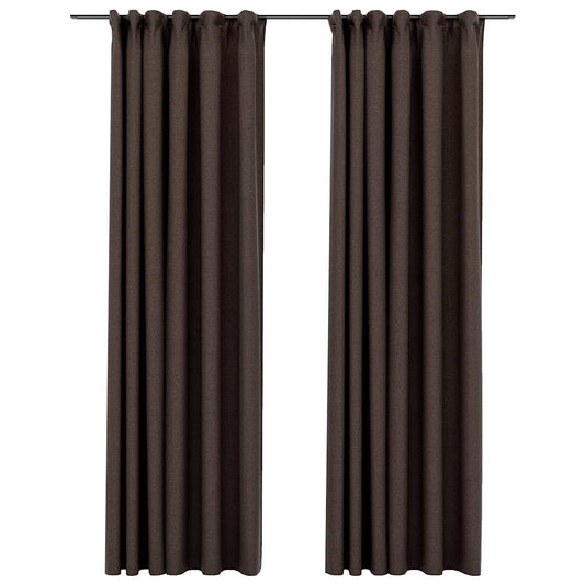 vidaXL Linen-Look Blackout Curtains with Hooks 2 pcs Taupe 140x225 cm