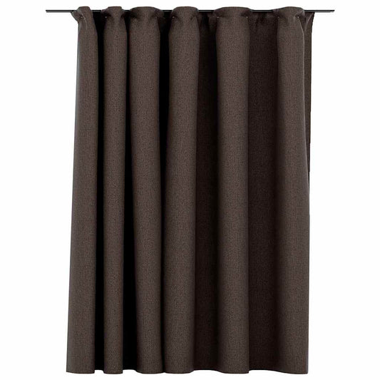 321207 vidaXL Linen-Look Blackout Curtain with Hooks Taupe 290x245 cm
