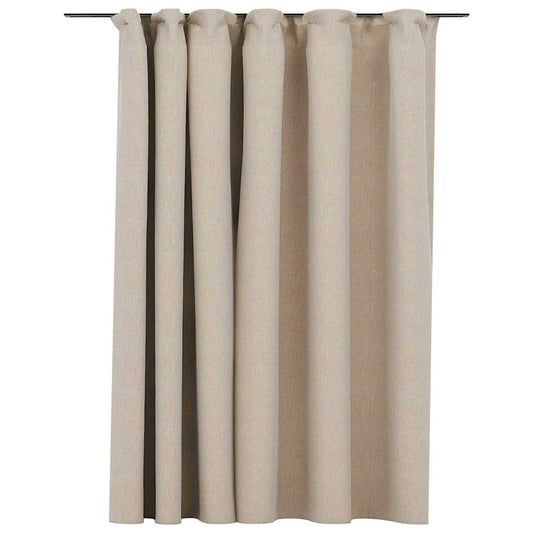 321215 vidaXL Linen-Look Blackout Curtain with Hooks Beige 290x245 cm