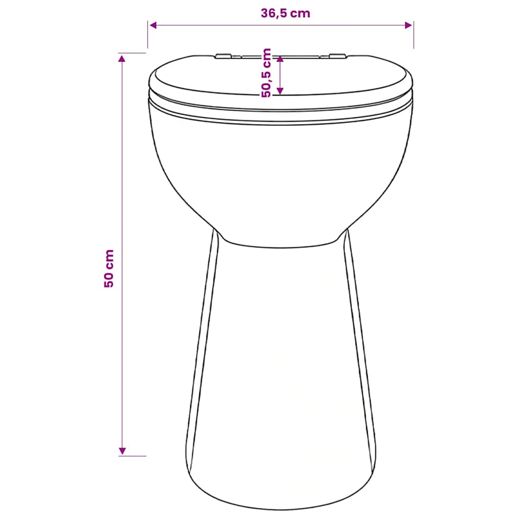 vidaXL Rimless Toilet 7 cm Extra Height Soft Close Ceramic White