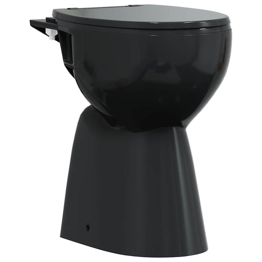 vidaXL Rimless Toilet 7 cm Extra Height Soft Close Ceramic Black