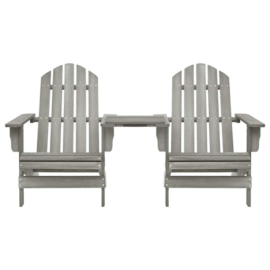 310068 vidaXL Garden Adirondack Chairs with Tea Table Solid Fir Wood Grey