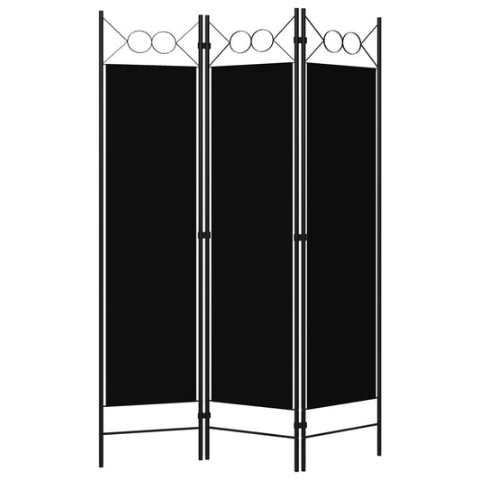 320702 vidaXL 3-Panel Room Divider Black 120x180 cm