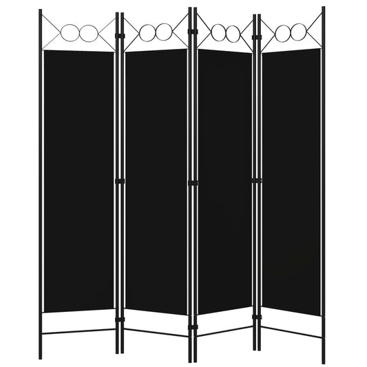 320705 vidaXL 4-Panel Room Divider Black 160x180 cm