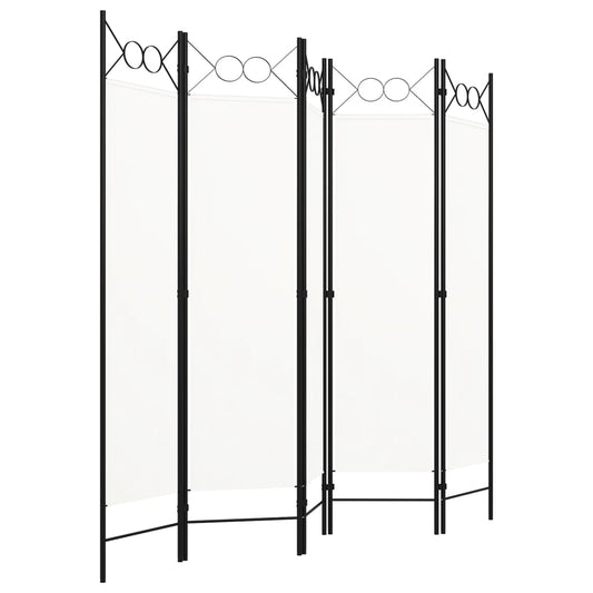 320707 vidaXL 5-Panel Room Divider White 200x180 cm