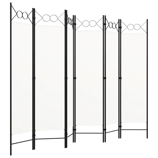 320711 vidaXL 6-Panel Room Divider White 240x180 cm