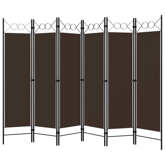 320712 vidaXL 6-Panel Room Divider Brown 240x180 cm