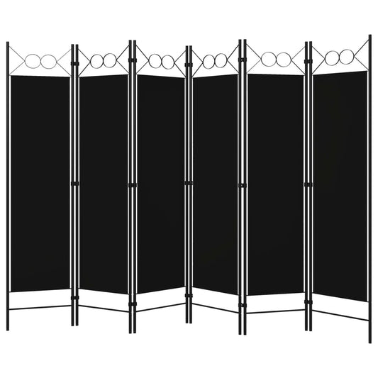 320714 vidaXL 6-Panel Room Divider Black 240x180 cm