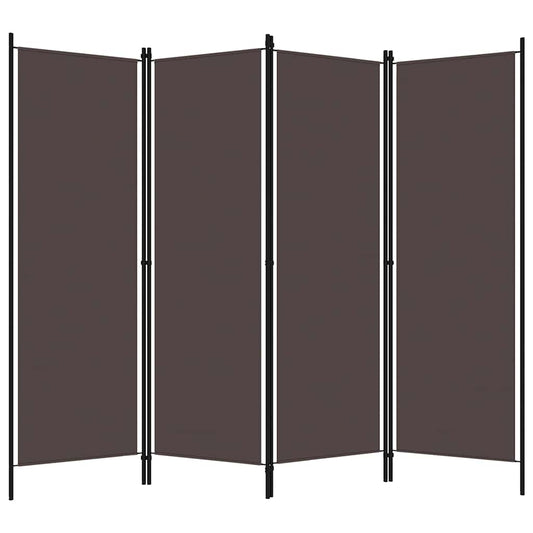 320720 vidaXL 4-Panel Room Divider Brown 200x180 cm