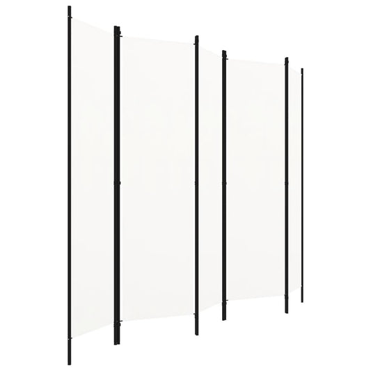 320723 vidaXL 5-Panel Room Divider White 250x180 cm