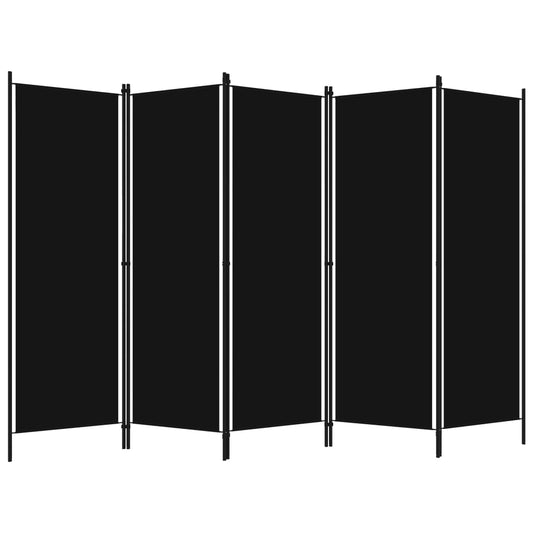 320726 vidaXL 5-Panel Room Divider Black 250x180 cm