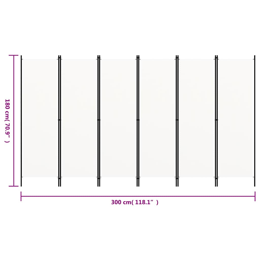 vidaXL 6-Panel Room Divider White 300x180 cm