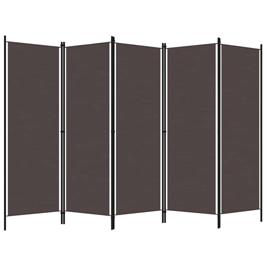 320728 vidaXL 6-Panel Room Divider Brown 300x180 cm