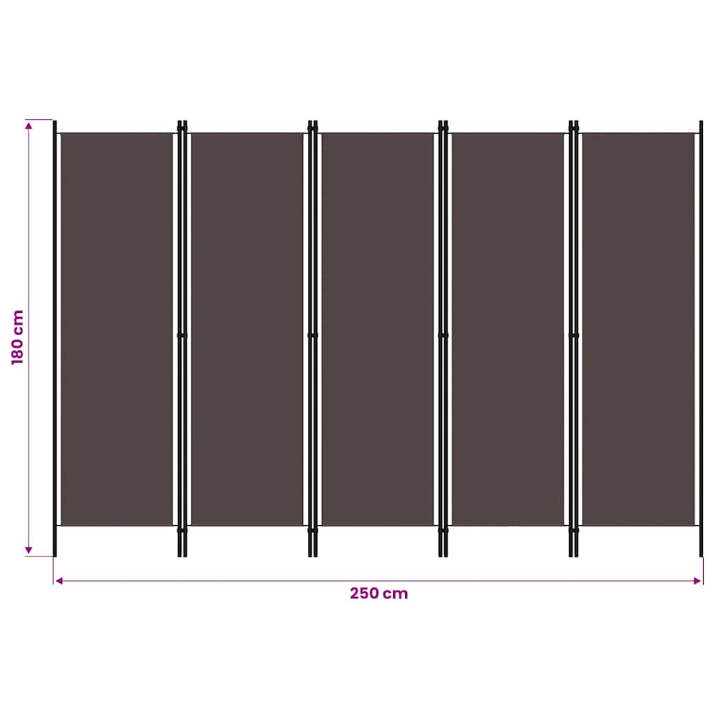 320728 vidaXL 6-Panel Room Divider Brown 300x180 cm