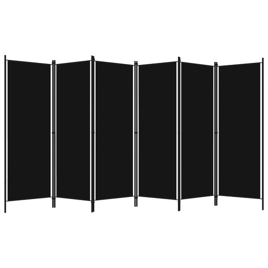 320730 vidaXL 6-Panel Room Divider Black 300x180 cm