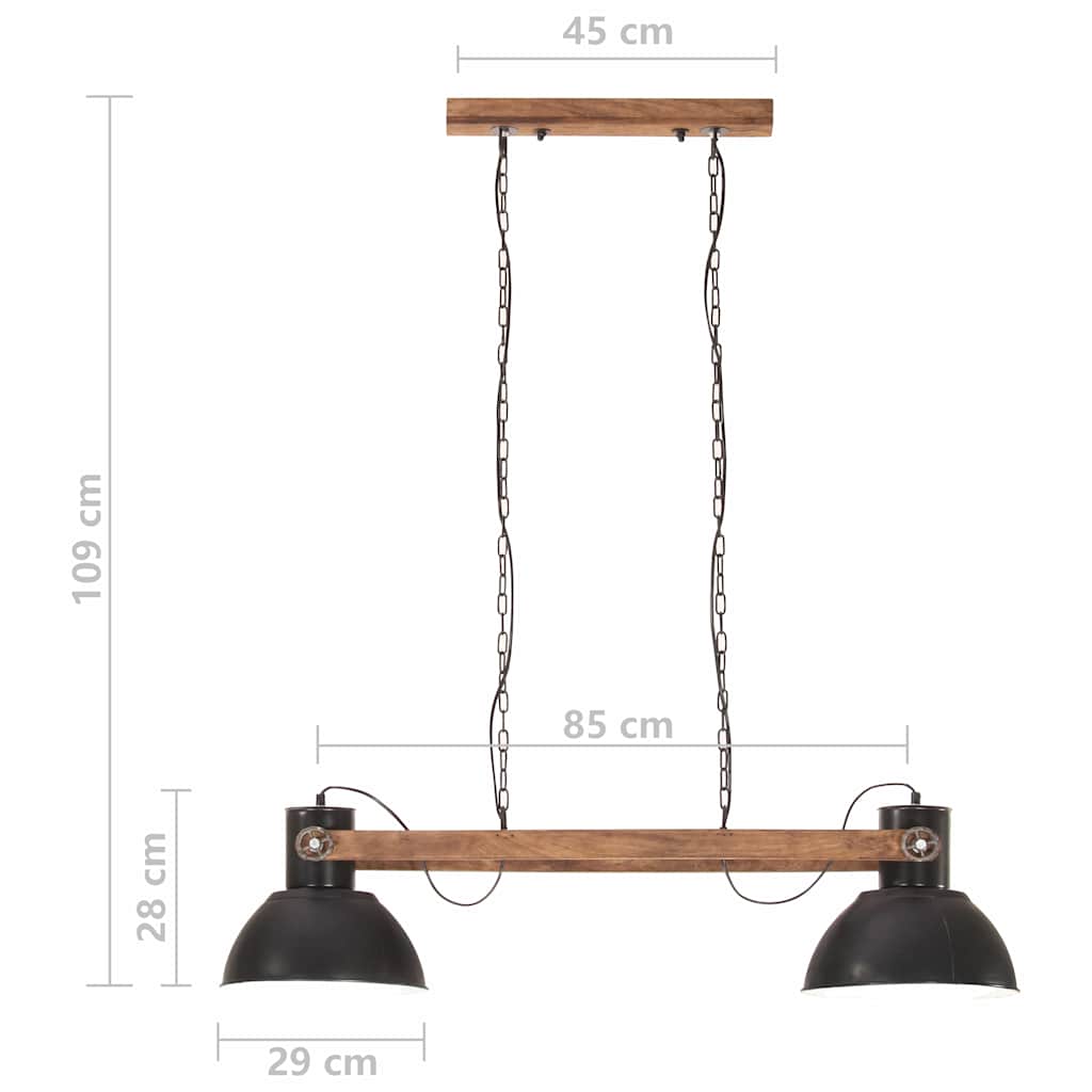 320527 vidaXL Industrial Hanging Lamp 25 W Black 109 cm E27